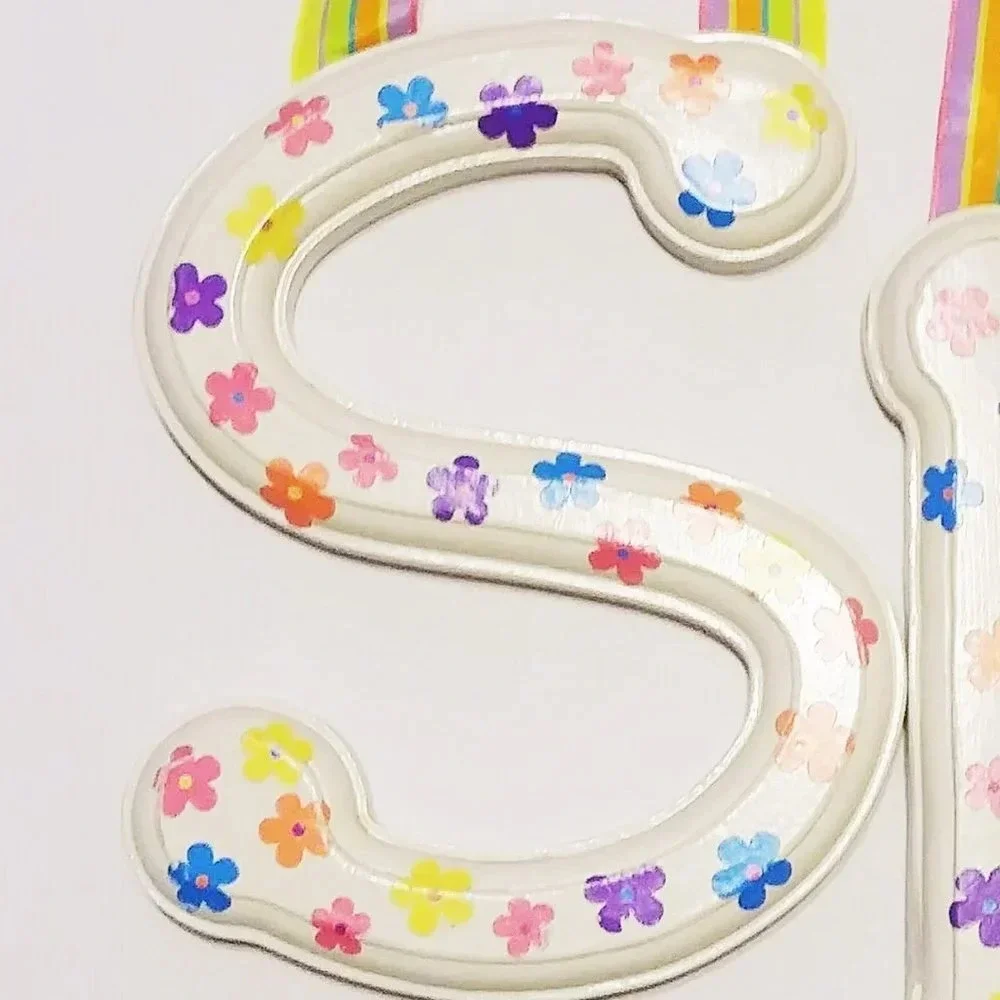 Hand‎ Painted Floral Wooden Letters S K Nursery Wall Decor Ribbon Hanging Set
